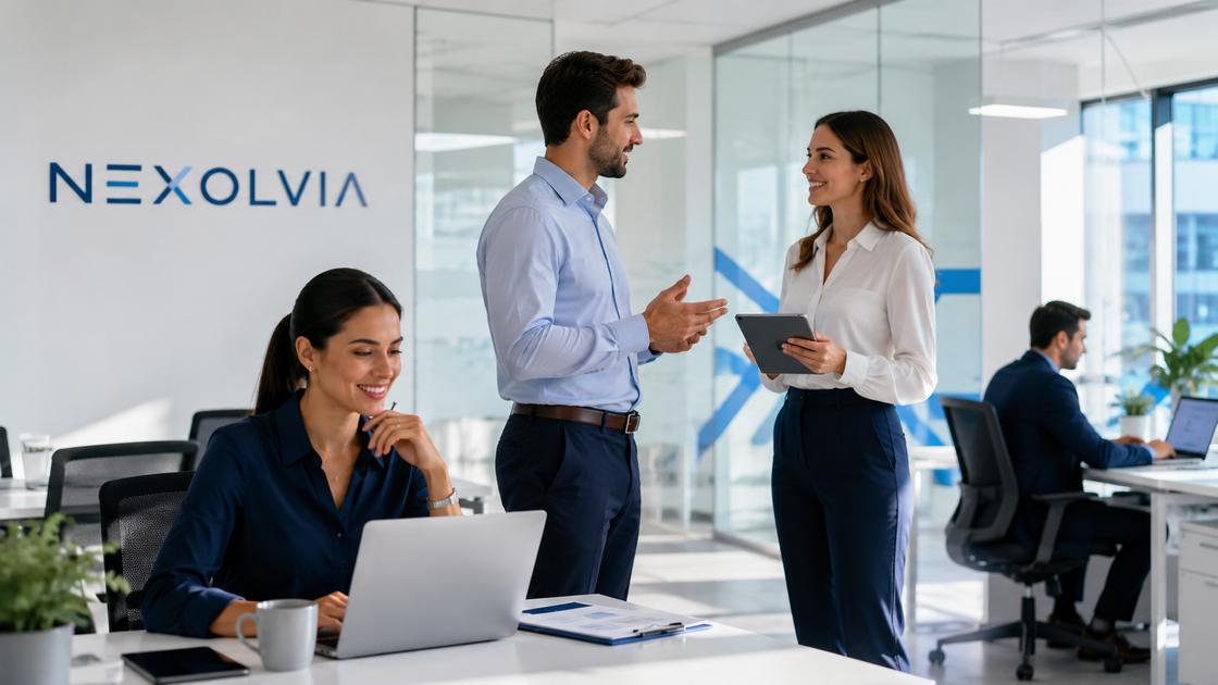 Equipo de NEXOLVIA asesorando a empresas en una oficina moderna